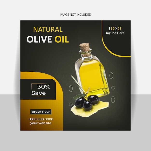 Olive oil social media marketing ready template and promotional post design