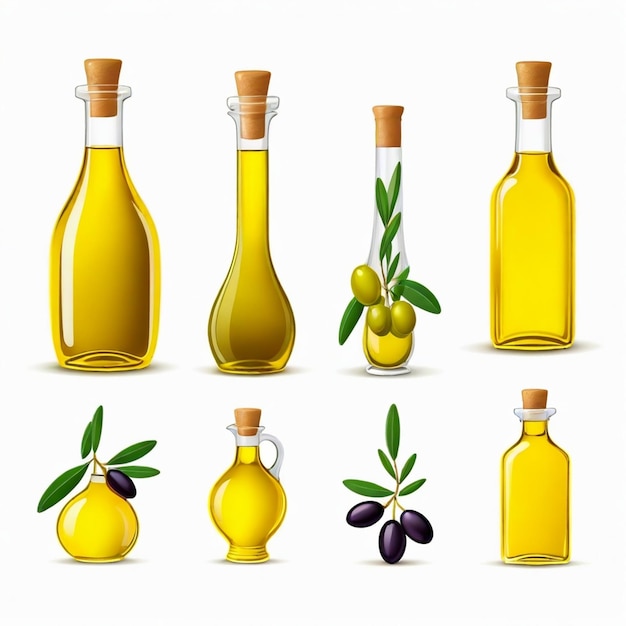 Vector olive oil vector set white background isolated a high qua