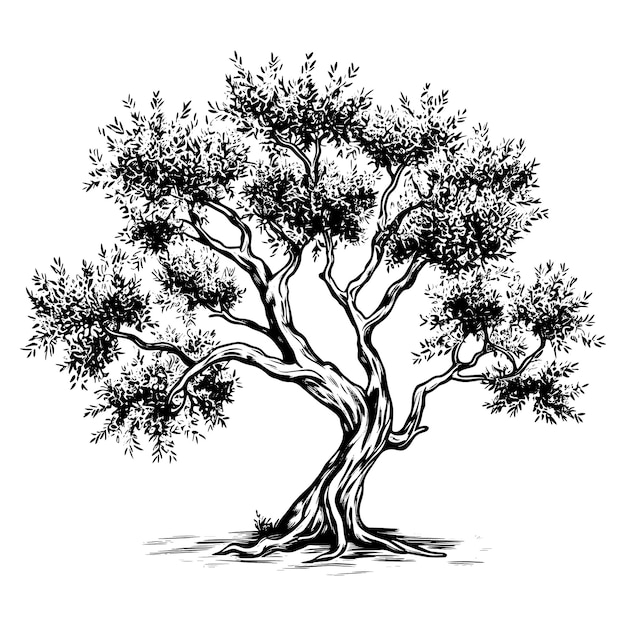 Vector olive tree engraved style drawing vector