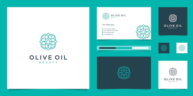 Olive tree and oil logo design and business cards Premium 