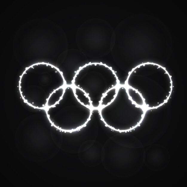 Vector olympic rings silhouette of lights on dark background