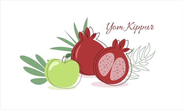 Om Kippur banner Yom Kippur symbols vector illustration