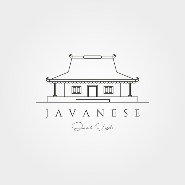 Vector omah joglo traditional javanese house line art logo vector symbol illustration design