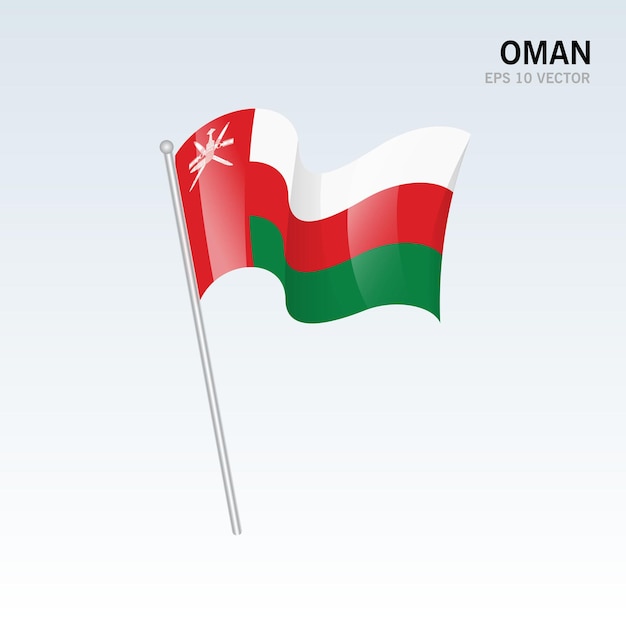 Oman waving flag isolated on gray