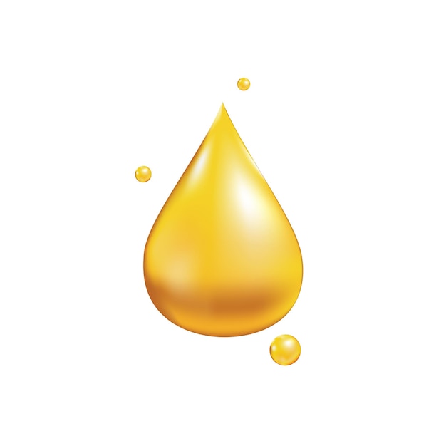 Omega 3 6 9 acids drops gold icon Polyunsaturated fatty Nutrition skin care design and Beauty treatment Vector illustration