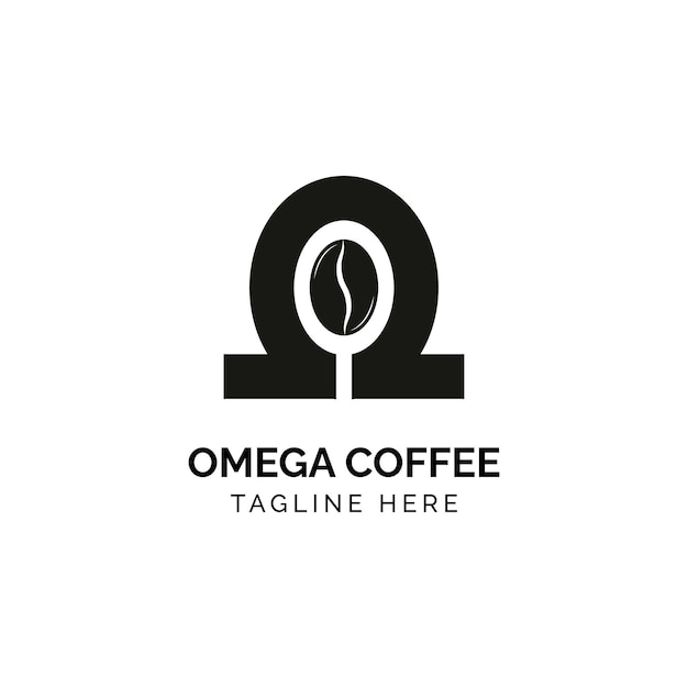 Omega Coffee Logo Design Vector Template