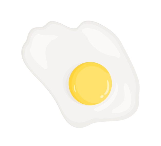 Omelette, fried egg vector illustration. Healthy eating, dietary product, good nutrition item. Breakfast dish, lunch meal top view. Egg protein and yolk isolated on white background.