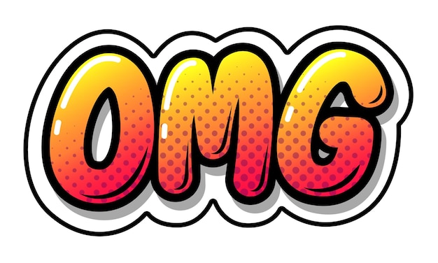 Omg typography comics style, speech bubble on white background