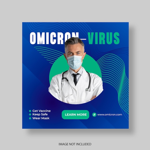 omicron virus social media post banner template