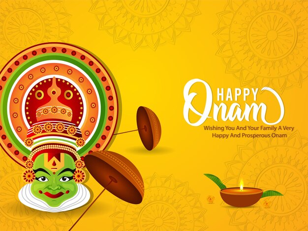 Onam south indian festival greeting card