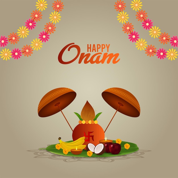 Onam south indian festival greeting card