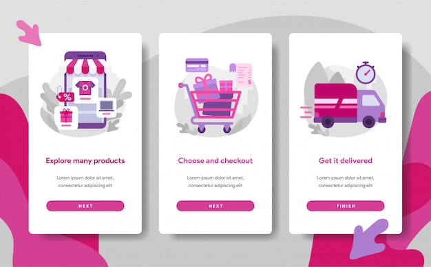 Onboarding screen page template of Online Shopping App