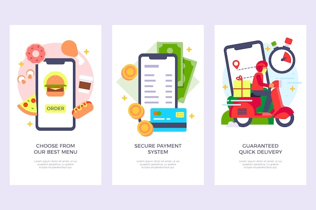 Onboarding screens for food delivery application