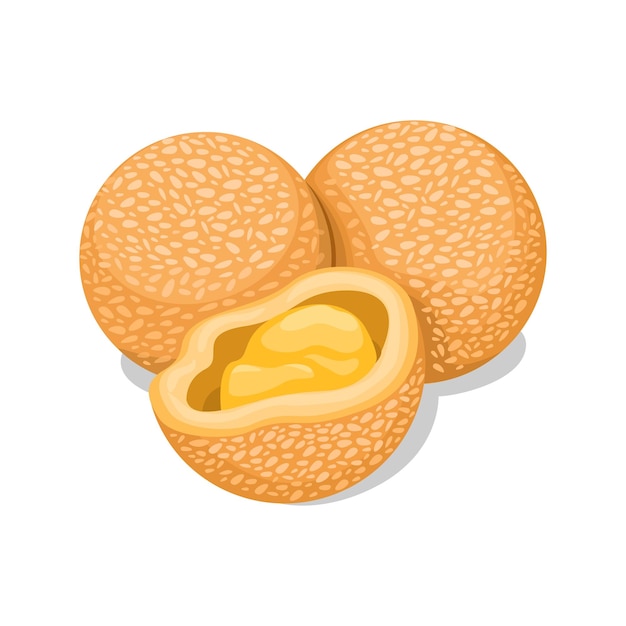 Onde onde is traditional snack from indonesia cartoon illustration vector