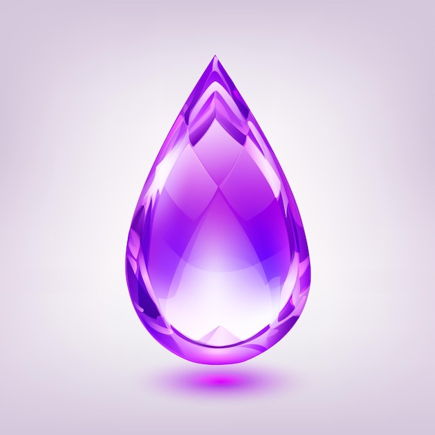 One big crystal drop in purple color with glares and shadow