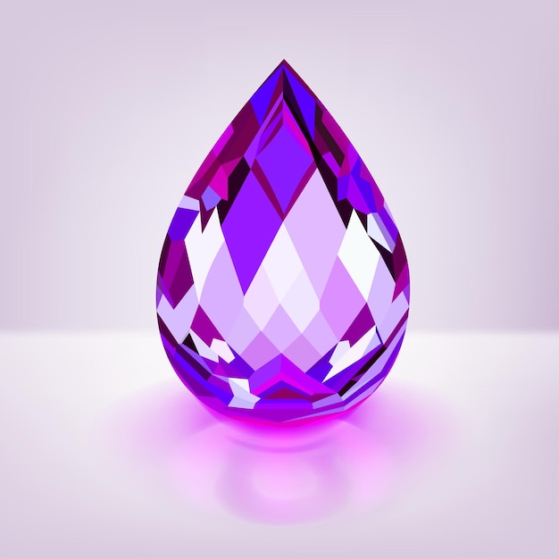 One big crystal drop in purple color with glares and shadow