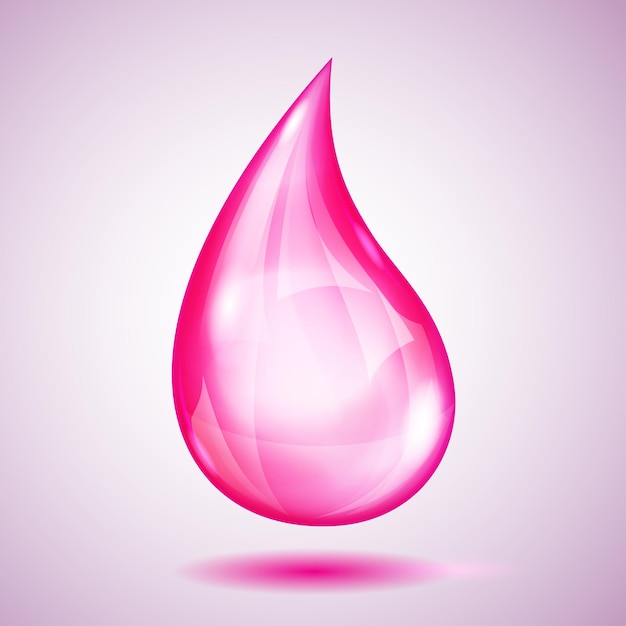 One big transparent pink drop with shadow