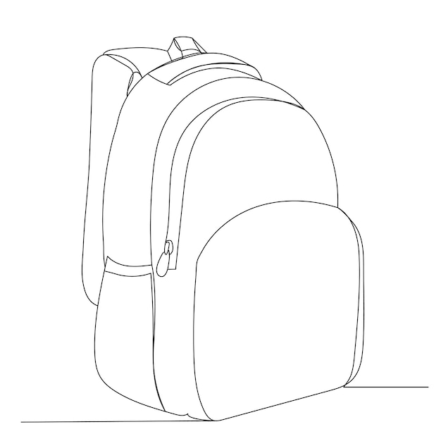 One continuous line drawing backpack vector