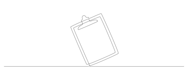 One continuous line drawing of Clipboard with checklist Symbol of to do list and concept for test expertise and exam in simple linear style Editable stroke Doodle vector illustration