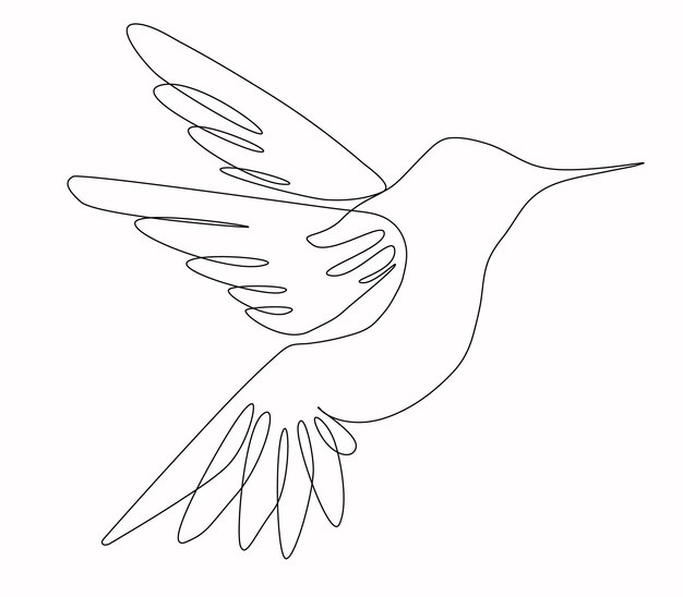 Vector one continuous line drawing of cute hummingbird for business logo vector illustration