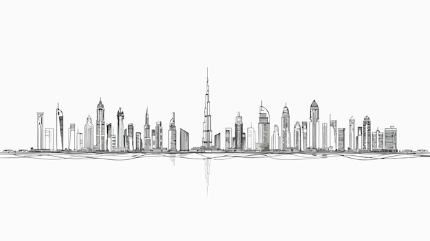 Vector one continuous line drawing of dubai city skyline