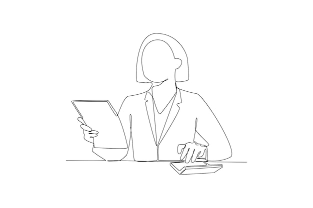 One continuous line drawing of Freelancer filling invoice distance job payroll money transfer online remote and work payment concept Doodle vector illustration in simple linear style