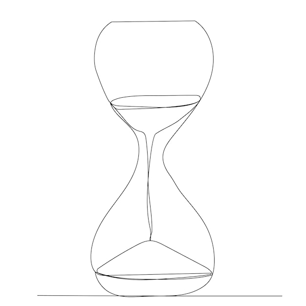 One continuous line drawing of an hourglass isolated vector