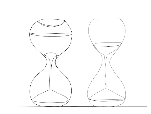 One continuous line drawing hourglass vector