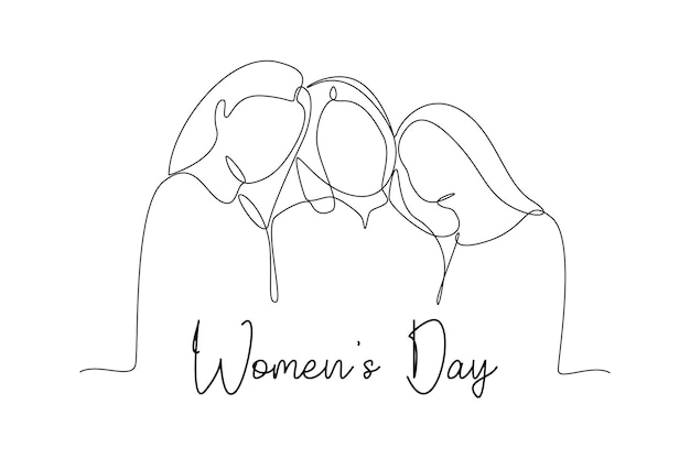 One continuous line drawing of International Womens Day concept Doodle vector illustration in simp