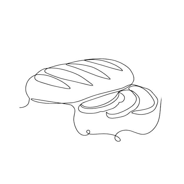 One continuous line drawing of long loaf bread Simple black line sketch