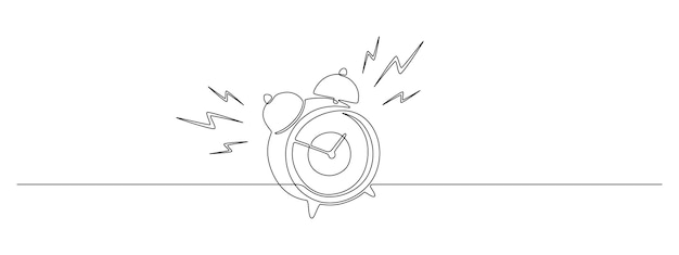 One continuous line drawing of morning alarm clock Ringing watch to wake up in simple linear style Reminder and school schedule concept Editable stroke Doodle vector illustration