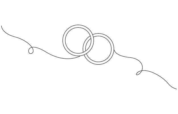 One continuous line drawing of Wedding rings Romantic elegance concept and symbol proposal