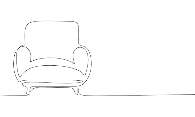 One continuous line illustration of armchair Continuous line drawing of modern armchair Vector