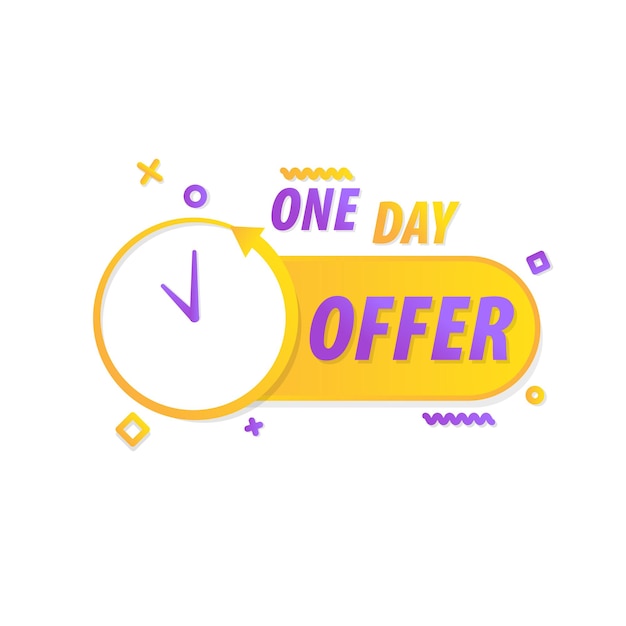 One day offer tag with clock