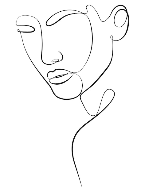 One face line Minimalist continuous linear drawing of a female face