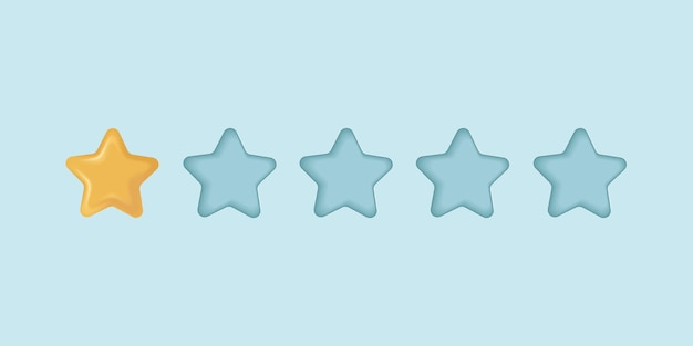 one of five 3d star rating illustration concept