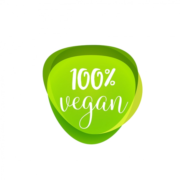 One Hundred Percent Vegan lettering on green blots.