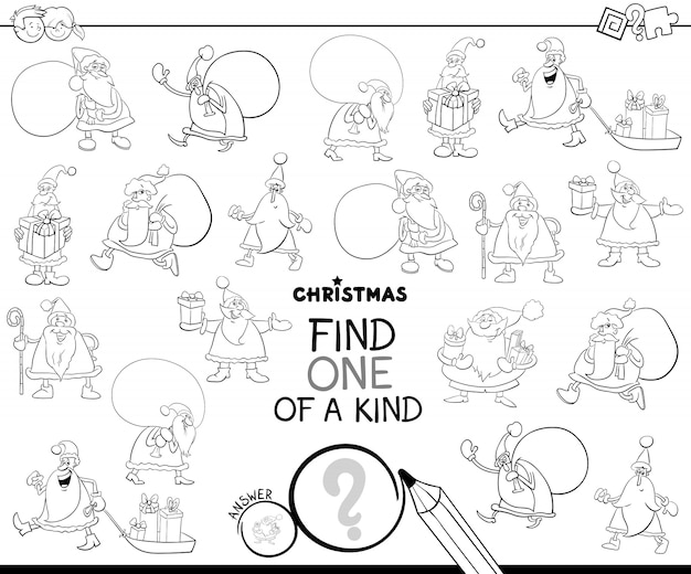 One of a Kind Educational Game with Santa Color Book