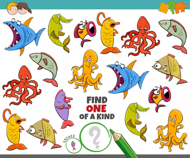 One of a kind game for kids with marine animals