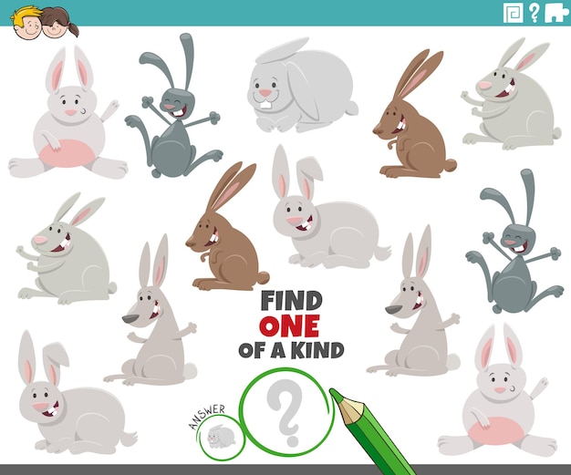 One of a kind game with funny cartoon rabbits