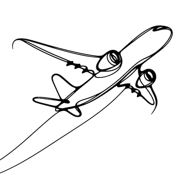 One line airplane one continuous line airplane vector illustration travel and tourism concept