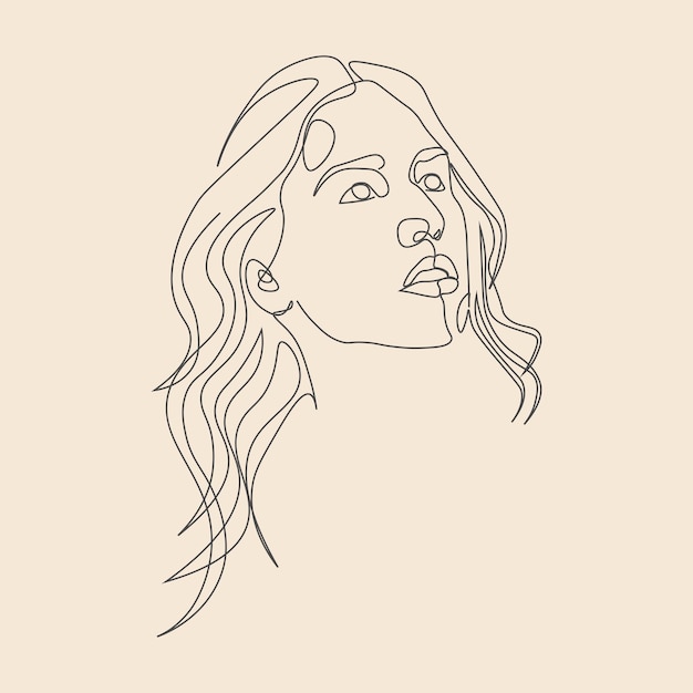 one line art drawing beauty women face illustration