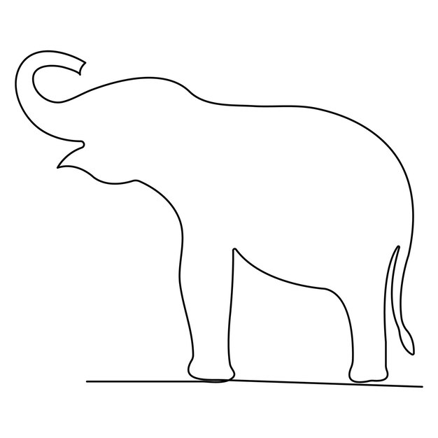 One line art of elephant wild animal national park conservation Safari zoo concept world animal day