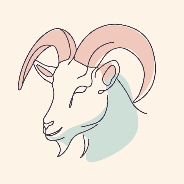 Vector one line art goat vector