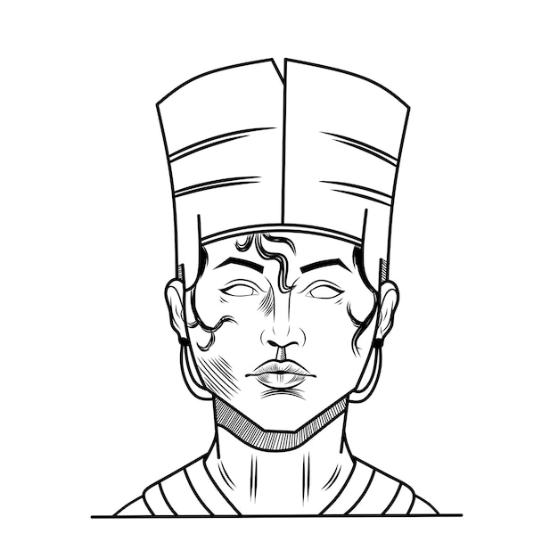 one line art portrait of an ancient egyptian king tattoo designs