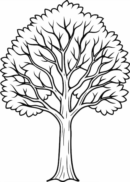 Vector one line art of tree drawing abstract minimal continuous line art wall decor