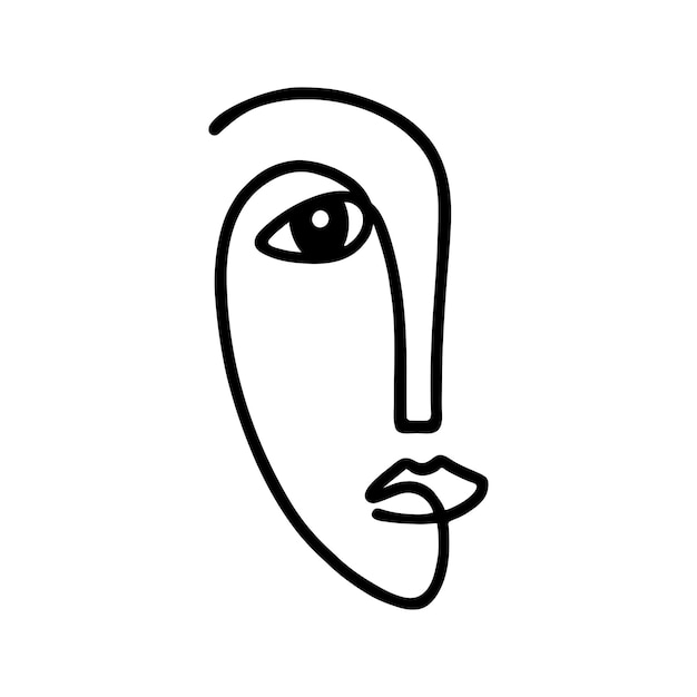 One line beautiful woman face illustration Vector single line