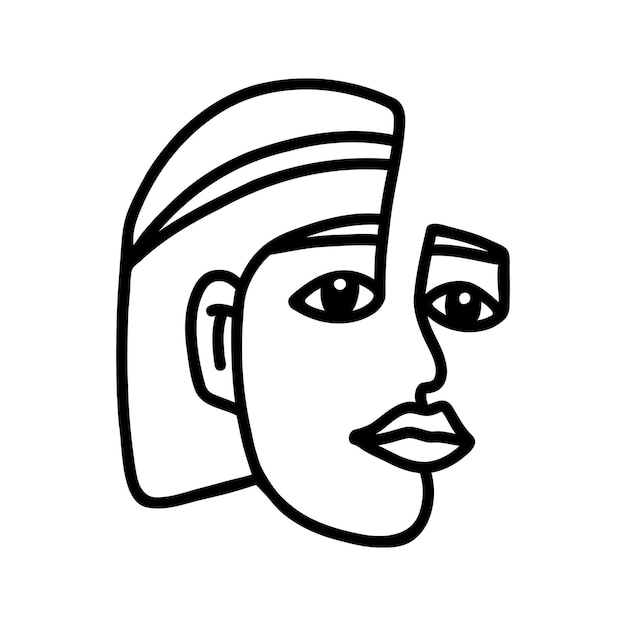 One line beautiful woman face illustration Vector single line