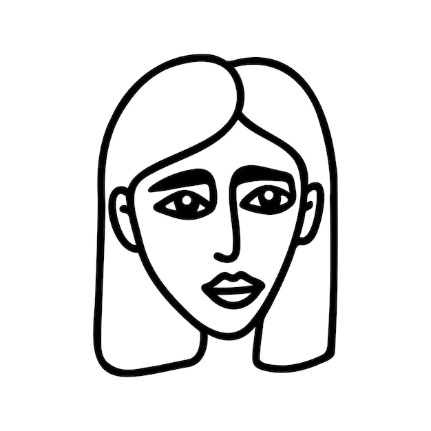 One line beautiful woman face illustration Vector single line