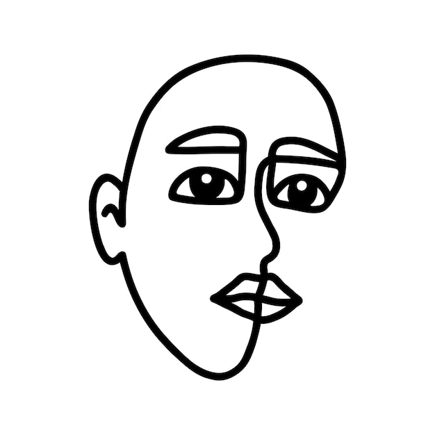 One line beautiful woman face illustration Vector single line